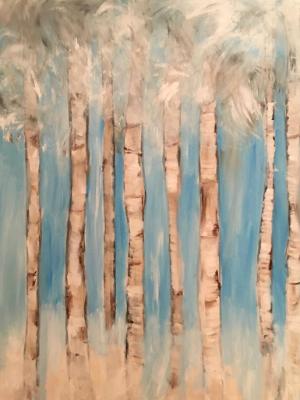 Birch trees in storm