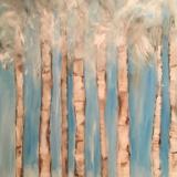 Birch trees in storm