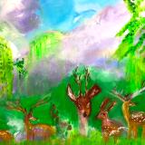 Deer in enchanted forest